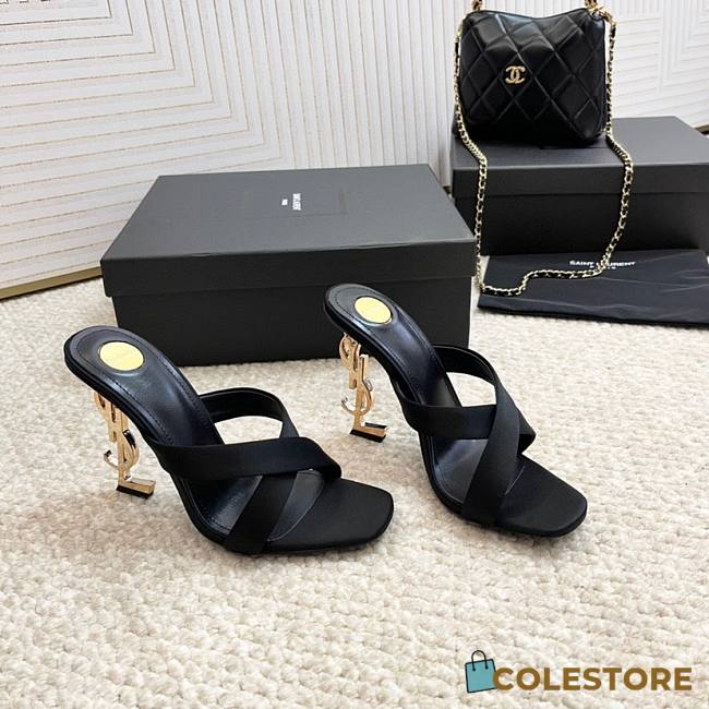 Colestore YSL Saint Laurent Opyum Mules In Satin Crepe Black - 1