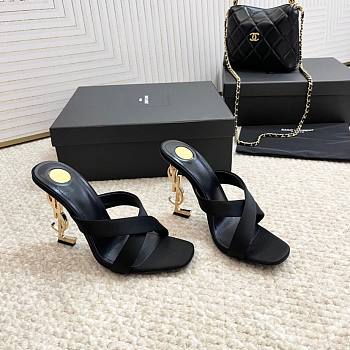 Colestore YSL Saint Laurent Opyum Mules In Satin Crepe Black
