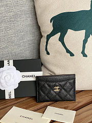 Colestore Chanel Classic Card Holder Grained Calfskin & Gold-Tone Metal Black  11x7.5x1cm - 1