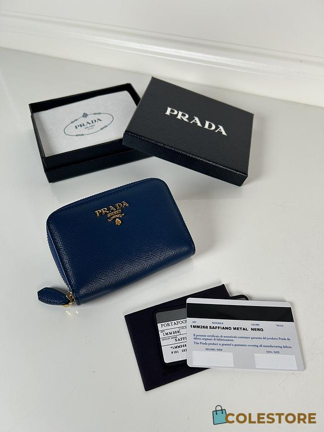 Colestore Prada Saffiano Leather Navy Coin Purse 10x8cm - 1