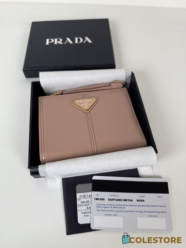 Colestore Prada Cameo Small Leather Wallet Blush Pink 11.5x9.5cm - 1