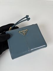 Colestore Prada Cameo Small Leather Wallet Teal Blue 11.5x9.5cm - 6
