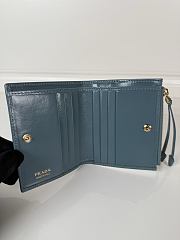 Colestore Prada Cameo Small Leather Wallet Teal Blue 11.5x9.5cm - 4