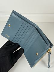 Colestore Prada Cameo Small Leather Wallet Teal Blue 11.5x9.5cm - 3