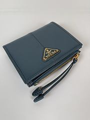 Colestore Prada Cameo Small Leather Wallet Teal Blue 11.5x9.5cm - 2