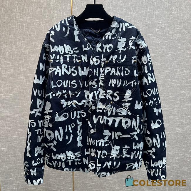 Colestore Louis Vuitton Denim Collarless Jacket - 1