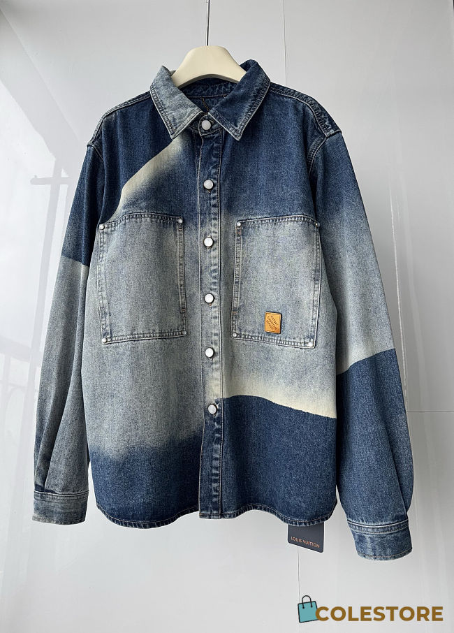 Colestore Louis Vuitton Sunfaded Effect Denim Long-Sleeved Shirt - 1