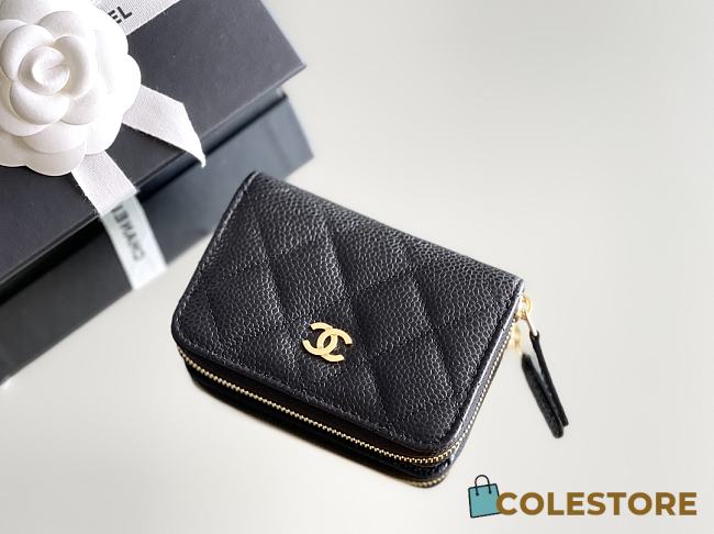 Colestore Chanel Wallet Zip Mini Caviar Black 7.5x11.2cm - 1
