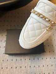 Colestore Chanel CC Logo Black Quilted Lambskin Leather Loafers Moccasin Ballerinas Shoes White - 6