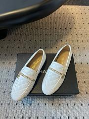 Colestore Chanel CC Logo Black Quilted Lambskin Leather Loafers Moccasin Ballerinas Shoes White - 3