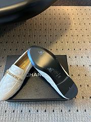 Colestore Chanel CC Logo Black Quilted Lambskin Leather Loafers Moccasin Ballerinas Shoes White - 2