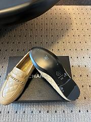 Colestore Chanel CC Logo Black Quilted Lambskin Leather Loafers Moccasin Ballerinas Shoes Beige - 3
