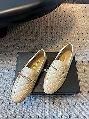 Colestore Chanel CC Logo Black Quilted Lambskin Leather Loafers Moccasin Ballerinas Shoes Beige - 2