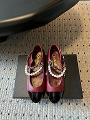 Colestore Chanel Mary Janes Lambskin, Patent calfskin, Faux Pearls Burgundy  - 1
