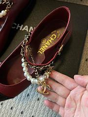 Colestore Chanel Mary Janes Lambskin, Patent calfskin, Faux Pearls Burgundy  - 6