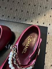 Colestore Chanel Mary Janes Lambskin, Patent calfskin, Faux Pearls Burgundy  - 5
