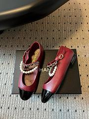 Colestore Chanel Mary Janes Lambskin, Patent calfskin, Faux Pearls Burgundy  - 2