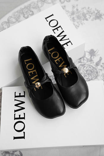 Colestore Loewe Pebble Soft Ballet Flats Black 