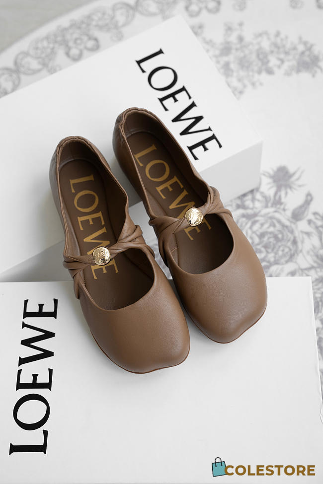 Colestore Loewe Pebble Soft Ballet Flats Brown - 1