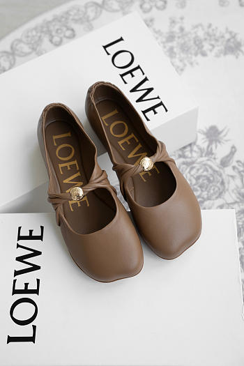Colestore Loewe Pebble Soft Ballet Flats Brown