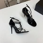 Colestore YSL Saint Laurent Cassandra Patent Black Leather Sandals  - 5