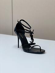 Colestore YSL Saint Laurent Cassandra Patent Black Leather Sandals  - 4