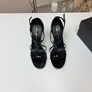 Colestore YSL Saint Laurent Cassandra Patent Black Leather Sandals  - 3