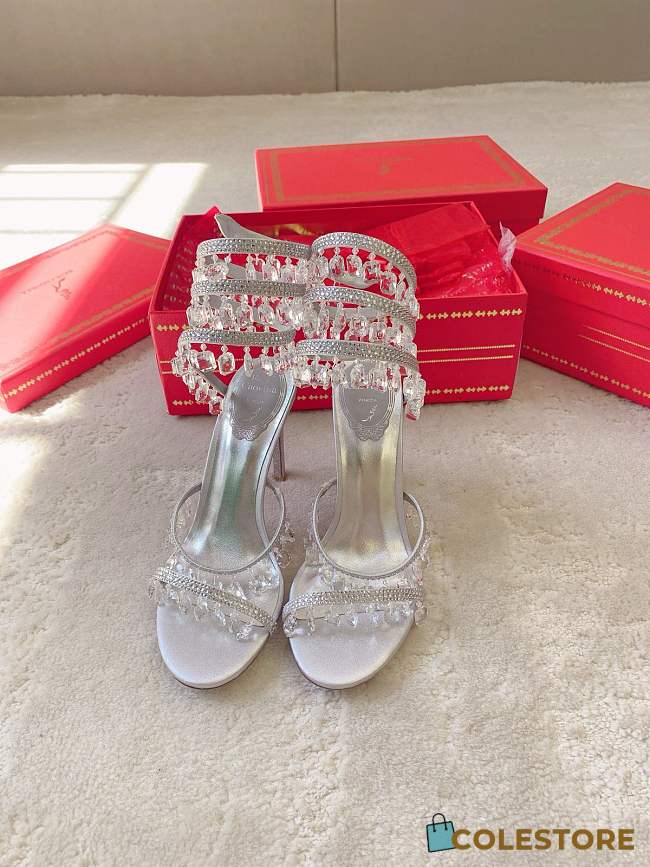 Colestore Rene Caovilla Spiral Crystal-Drop Silver Sandals / Heels - 1