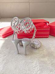 Colestore Rene Caovilla Spiral Crystal-Drop Silver Sandals / Heels - 5