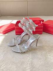 Colestore Rene Caovilla Spiral Crystal-Drop Silver Sandals / Heels - 3