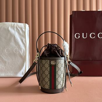 	 Colestore Gucci Ophidia Mini Bucket Bag Brown 11.5x23x8cm