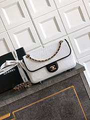 Colestore Chanel Flap Bag in White with Black Trim & Gold Hardware size 26cm - 1