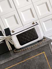 Colestore Chanel Flap Bag in White with Black Trim & Gold Hardware size 26cm - 4