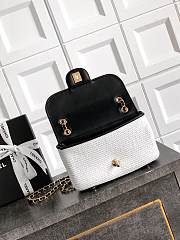 Colestore Chanel Flap Bag in White with Black Trim & Gold Hardware size 23cm - 4