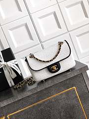Colestore Chanel Flap Bag in White with Black Trim & Gold Hardware size 23cm - 1
