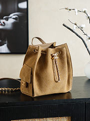 Colestore Chanel 25 Medium Backpack Suede & Gold Metal Beige 23x23x14cm - 4