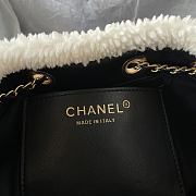 Colestore Chanel Shearling Trimmed Drawstring Hobo Bag Black 30x26x14 - 6