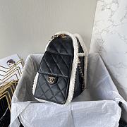 Colestore Chanel Shearling Trimmed Drawstring Hobo Bag Black 30x26x14 - 5