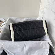 Colestore Chanel Shearling Trimmed Drawstring Hobo Bag Black 30x26x14 - 3