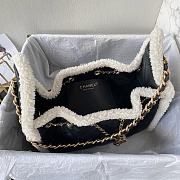 Colestore Chanel Shearling Trimmed Drawstring Hobo Bag Black 30x26x14 - 2