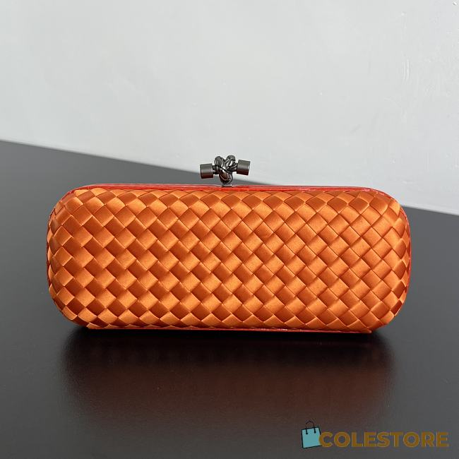 Colestore Bottega Veneta Orange Intrecciato Satin and Python Stretch Knot Clutch 25x10x5cm - 1