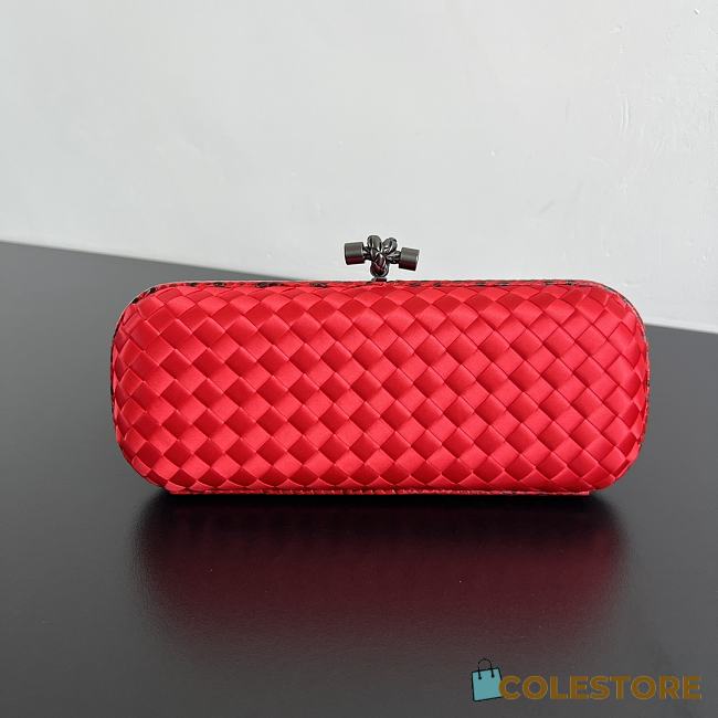 	 Colestore Bottega Veneta Red Intrecciato Satin and Python Stretch Knot Clutch 25x10x5cm - 1