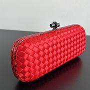 	 Colestore Bottega Veneta Red Intrecciato Satin and Python Stretch Knot Clutch 25x10x5cm - 4