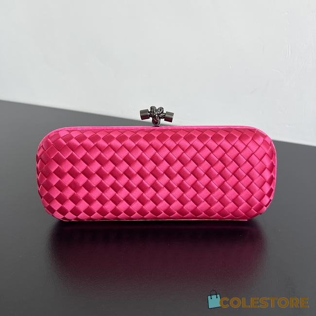 	 Colestore Bottega Veneta Pink Intrecciato Satin and Python Stretch Knot Clutch 25x10x5cm - 1