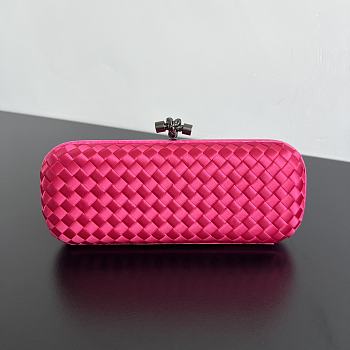 	 Colestore Bottega Veneta Pink Intrecciato Satin and Python Stretch Knot Clutch 25x10x5cm