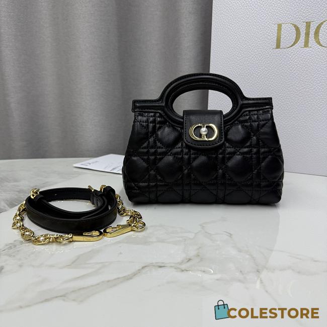 Colestore Dior Jolie Mini Bag with Top Handle Black Lambskin with Cannage Motif 18.5 x 13 x 8.5cm - 1