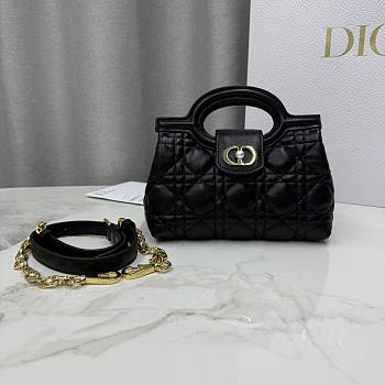 Colestore Dior Jolie Mini Bag with Top Handle Black Lambskin with Cannage Motif 18.5 x 13 x 8.5cm