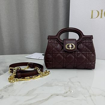 Colestore Dior Jolie Mini Bag with Top Handle Burgundy Lambskin with Cannage Motif 18.5 x 13 x 8.5cm