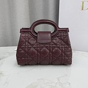 Colestore Dior Jolie Mini Bag with Top Handle Burgundy Lambskin with Cannage Motif 18.5 x 13 x 8.5cm - 3