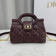 Colestore Dior Jolie Mini Bag with Top Handle Burgundy Lambskin with Cannage Motif 18.5 x 13 x 8.5cm - 2